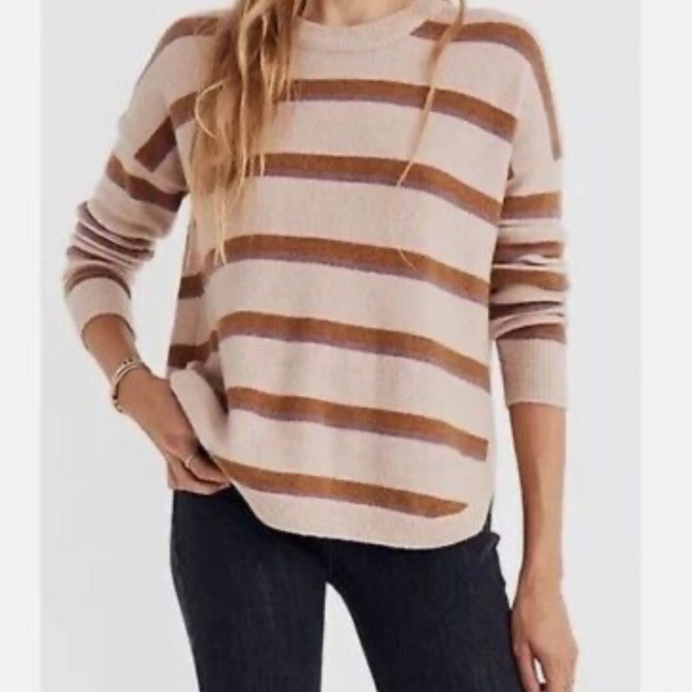 Madewell Brown and Cream Striped Sweater